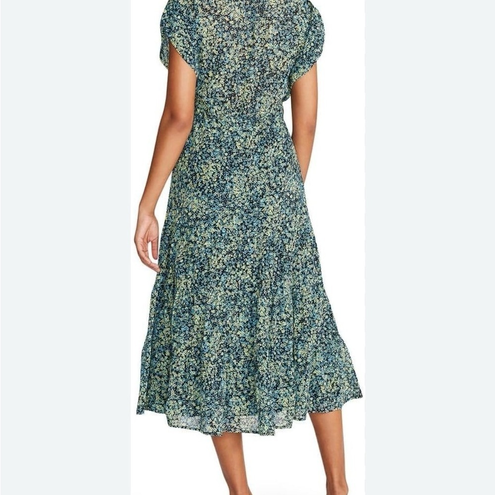 Steve Madden Green and White Ruffled Tiered Midi Dress